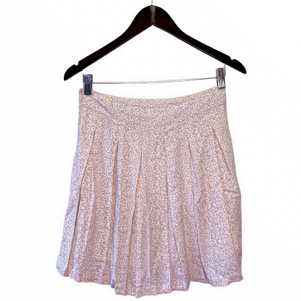 Sim & Sam Women's Size M Geometric Print Pleated Zipper Mini Skirt Light Pink